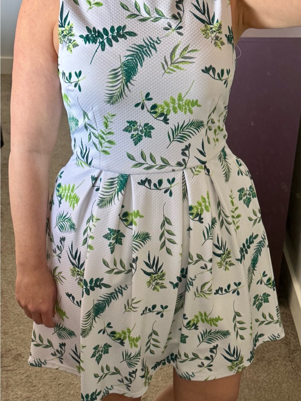 Dress with Green Leaf Print